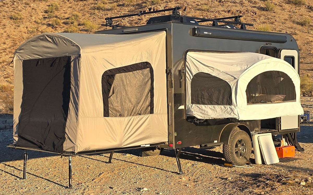 Toy Hauler Patio Ramp Tent by PahaQue for Intech Discover Trailers