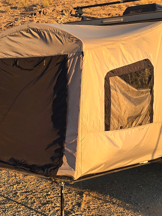 Toy Hauler Patio Ramp Tent by PahaQue for Intech Trailers