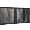 The PahaQue Wilderness Triple Gear Pouch Heavy Duty Gear Organizer for Trailers is a black, rectangular fabric pouch with four vertical stitched sections and a slightly shiny, textured appearance.