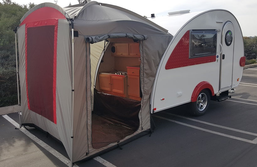 T@B 320 Trailer Clamshell Tent - Silver with Red Trim - PahaQue Wilderness