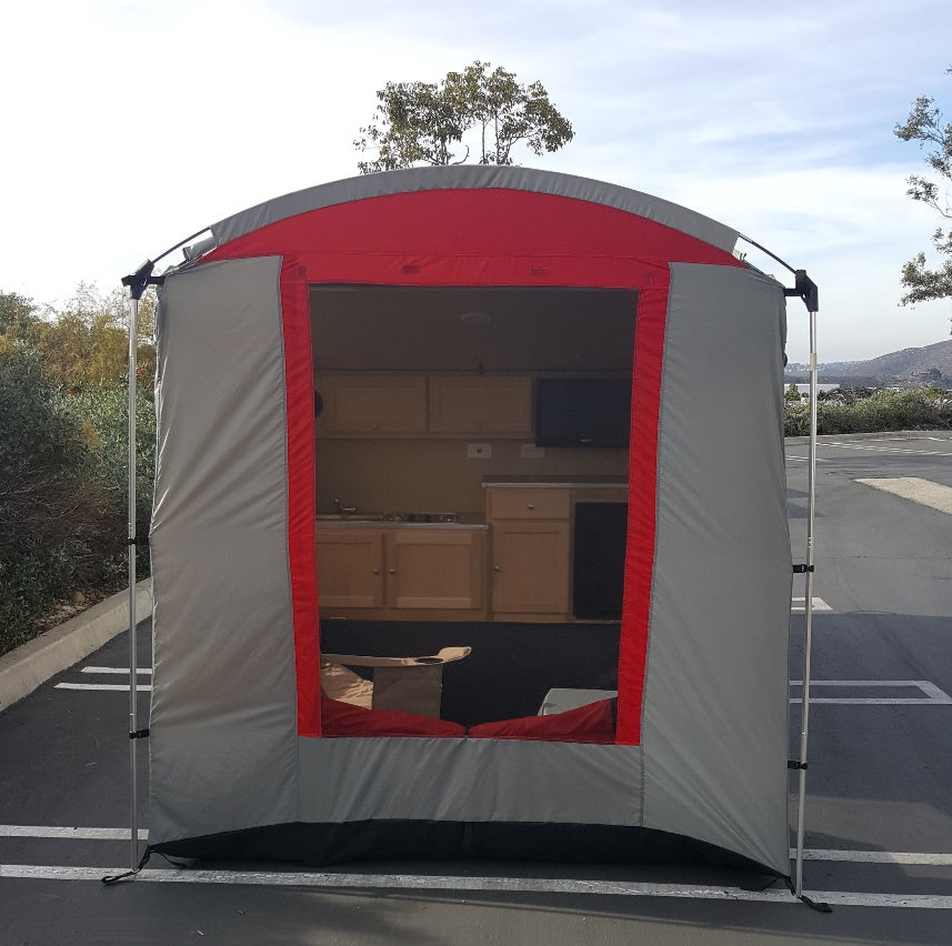 T@B 320 Trailer Clamshell Tent - Silver with Red Trim - PahaQue Wilderness