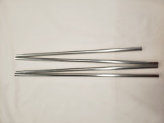 Four straight, silver Side Tent/Awning Replacement Roof Poles by PahaQue Wilderness are arranged parallel on a plain white surface, ideal for supporting a trailer tent awning or use with PahaQue Side Tents.